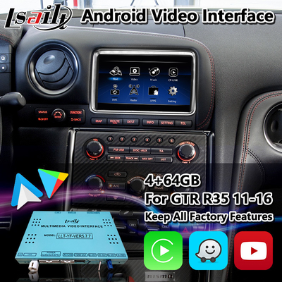 Lsailt Android Multimedia Video Arayüzü Nissan GT-R R35 GTR Siyah Sürümü Nisom 2011-2016 için