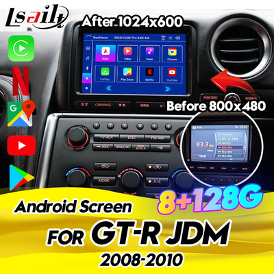 Nissan GT-R R35 2008-2010 JDM modeli için araba multimedya ekranı Kablosuz CarPlay ile donatılmış, Android Auto, 8+128GB