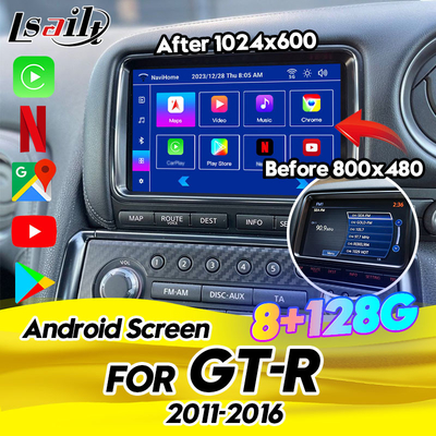 GT-R 2011-2016 için Lsailt 8GB Android Multimedia Ekranı Kablosuz CarPlay, Android Auto, Spotify, YouTube dahil