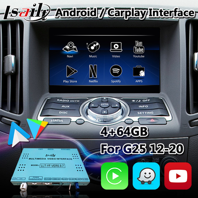NetFlix Android Auto ile Infiniti G25 G37 G35 için Android Carplay Navigasyon Arayüzü Kutusu