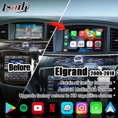 Nissan Elgrand Patrol için Kablosuz CarPlay Araba Multimedya Ekranı, GPS Navigasyonlu Armada Infiniti QX, Android Auto