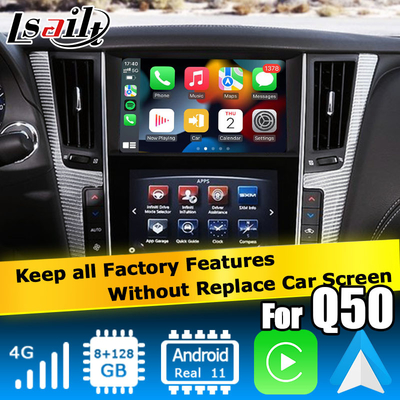 Infiniti Q50 / Q60 için GPS carplay arayüzü, 8+128GB Android 11 navigasyon kutusu arayüzü