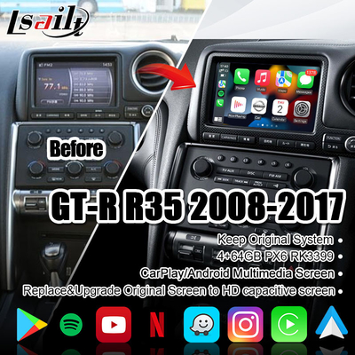 Lsailt Araba Multimedya Ekranı GT-R GTR R35 için 4+64GB Kablosuz CarPlay, Yükseltme Ekranı