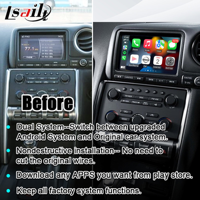 Lsailt Araba Multimedya Ekranı GT-R GTR R35 için 4+64GB Kablosuz CarPlay, Yükseltme Ekranı