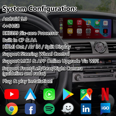 Lexus LS 600H 460 460L AWD F Sport 2012-2017 için Lsailt Android Multimedya Video Arayüzü