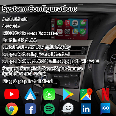 Lsailt Android Carplay Video Arayüzü Lexus RX270 RX350 RX450h RX Fare Kontrolü 2012-2015