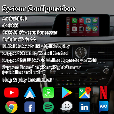 Lsailt Android Multimedia Arayüzü Lexus RX200T RX350 RX300 RX Fare Kontrolü 2016-2019