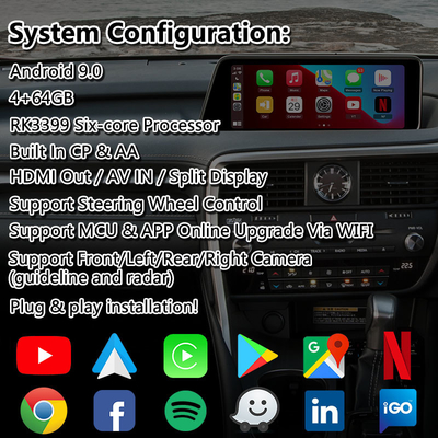 Lsailt Android Video Arayüzü Lexus RX350 RX450h RX200t RX350L RX450L RX AL20 2016-2019