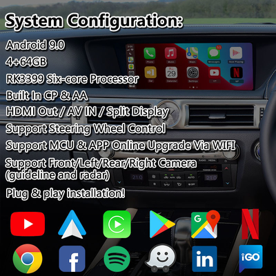 Lexus GS300h GS200t GS350 GS450h GSF GS L10 2016-2020 için Lsailt Android Araba Multimedia Arayüzü
