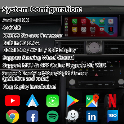 Lexus IS200T IS300H IS350 IS300 F Sport AWD IS XE30 2017-2020 için Lsailt Android Carplay Arayüzü