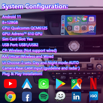 8+128GB Lsailt Android Navigasyon Video Arayüzü Lexus ES 350 300h 250 200 XV60 Fare Kontrolü 2012-2018 için