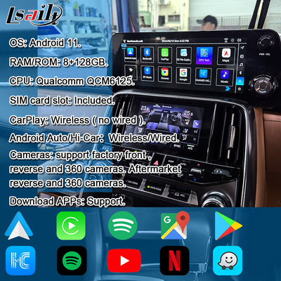 Lsailt Qualcomm Android Video Arayüzü Lexus LX600 LX500d RX ES NX 2021- YouTube, NetFlix, Kablosuz CarPlay Destek