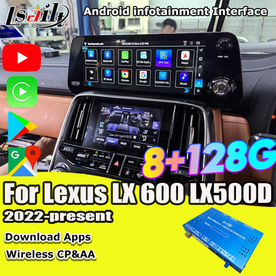 Lsailt Qualcomm Android Video Arayüzü Lexus LX600 LX500d RX ES NX 2021- YouTube, NetFlix, Kablosuz CarPlay Destek