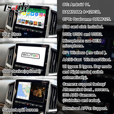 Lsailt 8+128GB Android Infotainment Arayüzü, Kablosuz CarPlay, NetFlix, YouTube ile Land Cruiser 2013-2021 LC200
