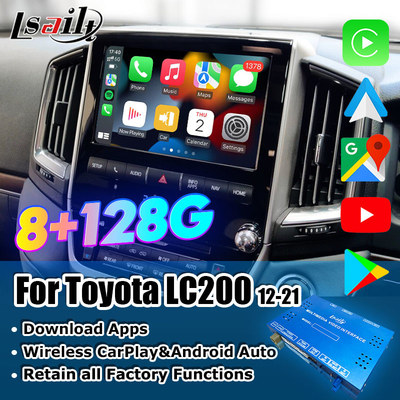 8+128GB Qualcomm Android Multimedia Video Arayüzü Land Cruiser 2013-2021 LC200, VX_R, GX_R ile Kablosuz CarPlay