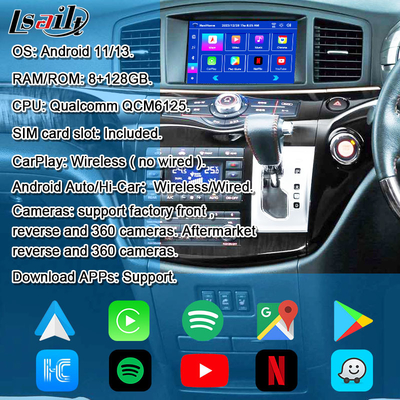Android 13 8G Android Akıllı Eğlence Modülü Nissan Elgrand E52 2010-CarPlay, YouTube, Baş Yatak Ekranı dahil