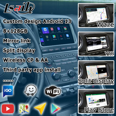 Android 13 8+128 Navigasyon kablosuz carplay android oto video arayüzü Nissan GT-R GTR R35 için
