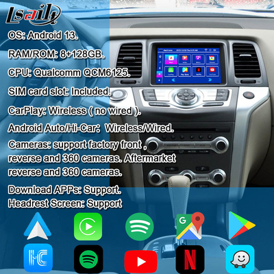 Nissan Murano, Quest, Patrol Infiniti QX için Lsailt 8G CarPlay / Android Multimedia Arayüzü NetFlix, Google Harita ile