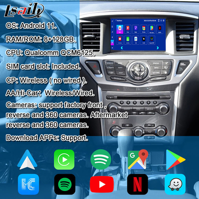 Nissan Multimedia Arayüzü 8G Android 13 Pathfinder R52 2013-2020 Armada Patrol için Infotainment Arayüzü CarPlay ile