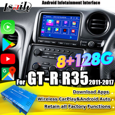 Lsailt GT-R GTR R35 2011-2016 için Android Multimedia Arayüzü Kablosuz Carplay Arayüzü YouTube, GPS,8+128 GB dahil
