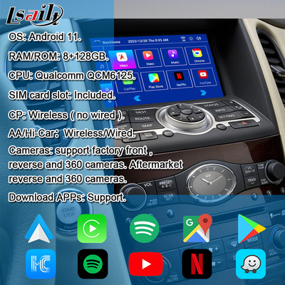 Infiniti EX QX50 2008-2017 için Lsailt 8G Android Infotainment Modülü Kablosuz CarPlay, YouTube, NetFlix dahil