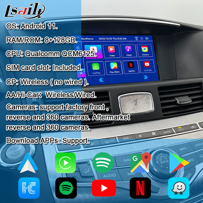 Infiniti Q70 M45 M25 2010- Kablosuz CarPlay Kutusu, Android Auto, NetFlix için 8G Qualcomm Android Multimedia Arayüzü