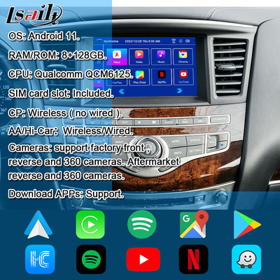 Infiniti QX60 JX35 2011-2020 için Lsailt 8G Android Multimedia Arayüzü Entegre Kablosuz CarPlay, Android Auto