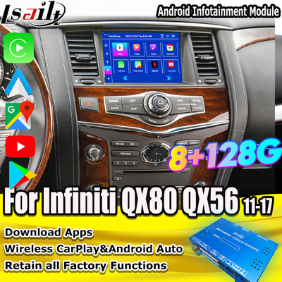 Infiniti QX80 QX56 Nissan Patrol 20100-2021 için 8G Android Infotainment Modülü Kablosuz CarPlay Arayüzü, YouTube