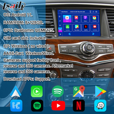 Infiniti QX80 QX56 Nissan Patrol 20100-2021 için 8G Android Infotainment Modülü Kablosuz CarPlay Arayüzü, YouTube