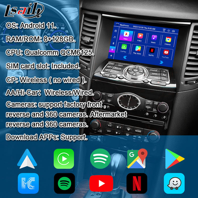 Infiniti QX70 FX35 FX37 2008-2017 için Lsailt 8G Android Multimedia Arayüzü Entegre Kablosuz CarPlay, Android Auto