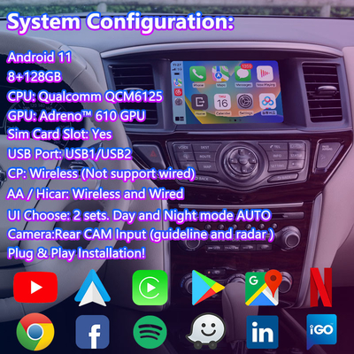 Kablosuz Carplay Android Auto ile Nissan Pathfinder R52 için Lsailt Android Video Arayüzü