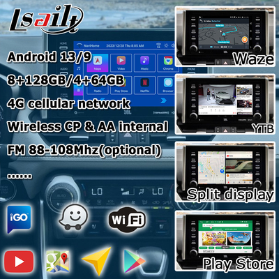 8+128GB Android 13 Carplay android arayüzü Toyoat RAV4 2019 To Present Touch N Go 3 için
