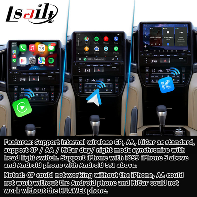 Toyota Land Cruiser LC200 GXR için Android 13 video arayüzü arka görüntü ile Wi-Fi carplay android auto