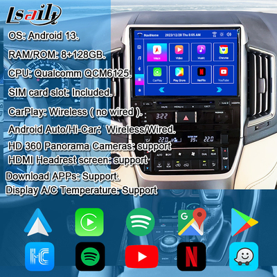 Land Cruiser GX_R 2018-2021 LC200 Kablosuz için Android Multimedia Arayüzü Apple CarPlay&Android Otomatik Geri Düzeltme Yükseltme