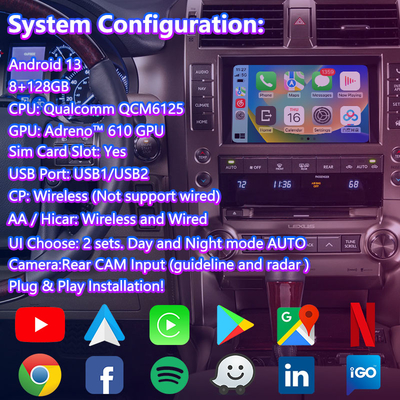 2013-2021 Lexus GX 460 GX460 için Lsailt Android Multimedya Video Arayüzü