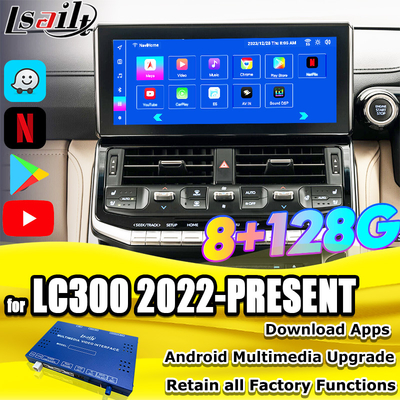Lsailt Land Cruiser 300 2022-Mevcut Android Arayüzü Entegrasyonu için OEM Android Güncelleme Modülü YouTube, Waze, Play Store