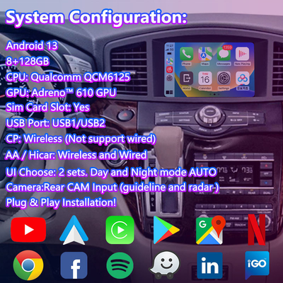 Lsailt 8 İnç HD Android Multimedya Ekranı 2011-2017 Nissan Quest E52 için
