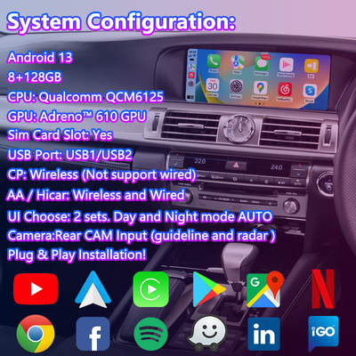 Lsailt 8+128GB Android Multimedya Video Arayüzü 2012-2017 Lexus LS460 LS 600h 460L için