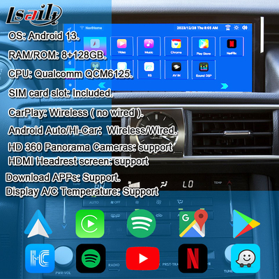 Lexus Android Ekranı Android 13 Multimedia Ekranı 8 Core Qulcomm için LEXUS IS200T IS300H IS350 Destek Joystick Kontrolü, YouTube, Google Play, CarPlay