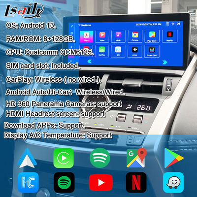Lexus Android Ekran 8 Çekirdekli Qulcomm Multimedya Ekranı LEXUS NX200T NX300H 2014-2021 için Joystick Döner Düğme Kontrolü, YouTube, Google Play, CarPlay Desteği