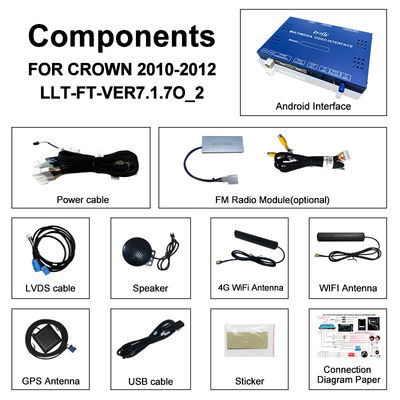 Toyota Crown S200 URS206 2008-2012 Modelleri için Android 13 Multimedya Arayüzü, YouTube, NetFlix, Google Haritalar Dahil Android Yükseltme Modülü