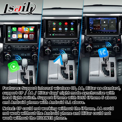 Toyota Alphard Vellfire AH30 serisi saf OEM tarzı Carplay android auto kutusu 2015-2022 model