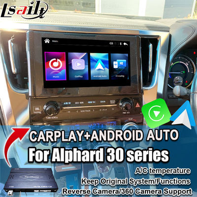Alphard 30 Serisi Vellfire Toyota için Kablosuz Apple CarPlay/Android Auto Yükseltme Modülü, FM Radyo, Klima, Ekran Yansıtma, Kameraları Destekler