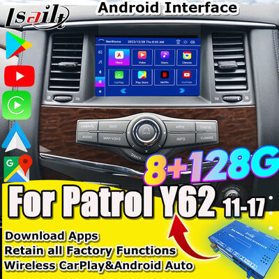 Patrol Y62, Nismo, QX80 QX56 2013-2021 için Nissan Multimedya Arayüzü, Kablosuz CarPlay, Android Auto, YouTube ile OEM Ekran Yükseltmesi