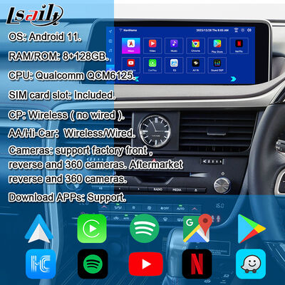 Lexus RX450h, RX350 RX270 için OEM Android Güncelleme Modülü 2016-2021 Entegrasyon Kablosuz CarPlay, Android Auto, YouTube,NetFlix