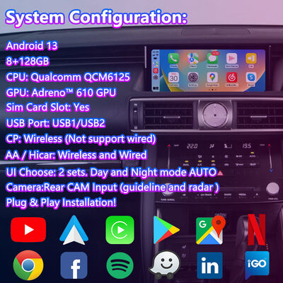 Lexus IS200T IS300H IS350 IS300 F Sport AWD IS XE30 2017-2020 için Lsailt Android Carplay Arayüzü
