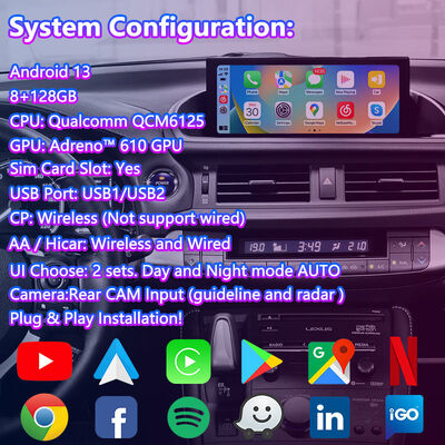 Lsailt Android Navigasyon Video Arayüzü Lexus CT 200h FSport 2017-2022 için