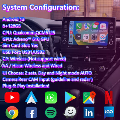 Lsailt Android Carplay Navigasyon Video Arayüzü 2021-2024 Toyota Camry Hibrit XSE XLE SL SE XV70