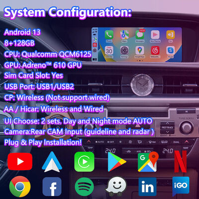 2012-2018 Lexus ES 300h ES250 ES350 ES300H için Lsailt Android Navigasyon Multimedia Ekranı
