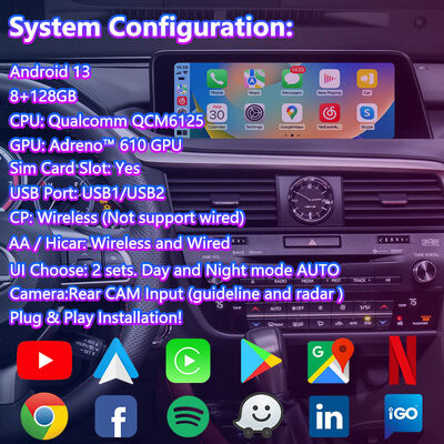 Lsailt Android Carplay Multimedia Arayüz Ekranı 2016-2019 Lexus RX Knob RX350 RX450h RX200t RX300